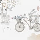 Miniatura fototapety Rower z pluszowymi królikami