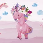Miniatura fototapety Różowy jednorożec z kwiatami