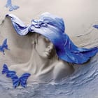 Miniatura fototapety Kobieta w kapeluszu z falami