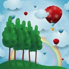 Miniatura fototapety Balony na niebie z tęczą