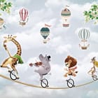 Miniatura fototapety Zwierzęta na jednokołowcach