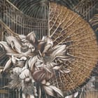 Miniatura fototapety Kwiaty i Liście na Geometrycznym Tle