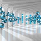 Miniatura fototapety Niebieskie kule w białym wnętrzu