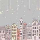 Miniatura fototapety Kolorowe Kamienice z Księżycem