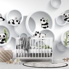 Miniatura fototapety Pandy w Okrągłych Ramach we wnętrzu pokoju dziecka