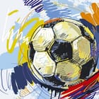 Miniatura fototapety Kolorowa Piłka Nożna w Akcji