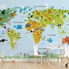 Miniatura fototapety Mapa świata dla dzieci we wnętrzu pokoju dziecka