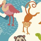 Miniatura fototapety Mapa świata z kontynentami dla dzieci fragment #2