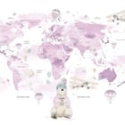 Miniatura fototapety Mapa świata z niedźwiedziem i balonami