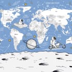 Miniatura fototapety Astronauci i mapa świata dla dzieci