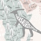 Miniatura fototapety Mapa świata z dinozaurami dla dzieci fragment #1