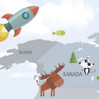 Miniatura fototapety Mapa świata z ilustracjami zwierząt fragment #1