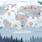 Miniatura fototapety Mapa świata z ilustracjami zwierząt