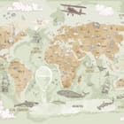 Miniatura fototapety Mapa świata z ilustracjami zwierząt