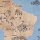 Miniatura fototapety Mapa świata dla dzieci z rysunkami zwierząt fragment #2