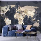Miniatura fototapety Mapa świata z kontynentami we wnętrzu salonu
