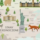 Miniatura fototapety Mapa świata z fauną dla dzieci fragment #1