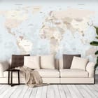 Miniatura fototapety Mapa świata z kontynentami we wnętrzu salonu