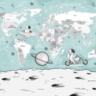 Miniatura fototapety Astronauci i mapa świata