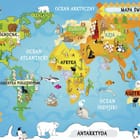 Miniatura fototapety Ilustracyjna mapa świata dla dzieci