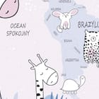 Miniatura fototapety Mapa świata z rysunkowymi zwierzętami fragment #1