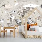 Miniatura fototapety Astronauci na Mapie Świata we wnętrzu pokoju dziecka