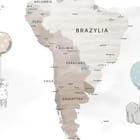 Miniatura fototapety Mapa świata z balonami i zwierzętami fragment #1