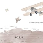 Miniatura fototapety Mapa świata z balonami i zwierzętami fragment #2