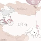 Miniatura fototapety Mapa świata z balonami fragment #1