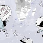 Miniatura fototapety Mapa świata ze zwierzętami w skafandrach fragment #1