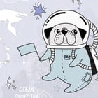 Miniatura fototapety Mapa świata ze zwierzętami w skafandrach fragment #2