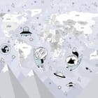 Miniatura fototapety Mapa świata ze zwierzętami w skafandrach