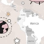 Miniatura fototapety Mapa świata ze zwierzętami w kosmosie fragment #1