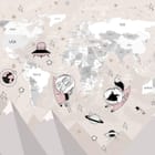 Miniatura fototapety Mapa świata ze zwierzętami w kosmosie