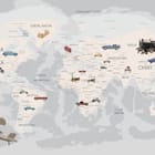Miniatura fototapety Mapa świata z pojazdami