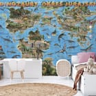 Miniatura fototapety Mapa Dinozaurów dla Dzieci we wnętrzu pokoju dziecka