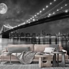 Miniatura fototapety Most nad rzeką nocą we wnętrzu salonu