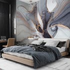 Miniatura fototapety Abstrakcyjne wzory płynnych linii we wnętrzu sypialni