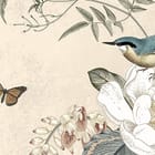 Miniatura fototapety Kwiaty i ptaki na gałęziach fragment #2