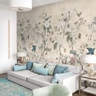 Miniatura fototapety Kwiaty i ptaki na gałęziach we wnętrzu salonu