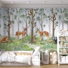 Miniatura fototapety Sarna i zając w leśnym otoczeniu we wnętrzu pokoju dziecka