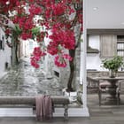 Miniatura fototapety Kwiaty Bugenwilli nad Uliczką we wnętrzu przedpokoju