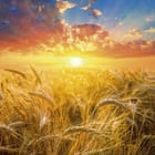 Miniatura fototapety Zachód słońca nad polem pszenicy