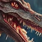 Miniatura fototapety Czerwony smok na tle gór fragment #1