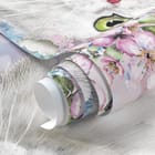 Miniatura fototapety Biały kot w pastelowych kwiatach fragment #1