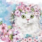 Miniatura fototapety Biały kot w pastelowych kwiatach