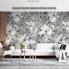 Miniatura fototapety Magnolie na tle marmuru we wnętrzu salonu