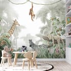 Miniatura fototapety Zwierzęta w tropikalnym lesie we wnętrzu pokoju dziecka