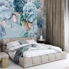 Miniatura fototapety Niebieskie Piwonie w Pastelach we wnętrzu sypialni