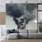 Miniatura fototapety Tajemnicza Twarz Kobiety w Dymie we wnętrzu salonu